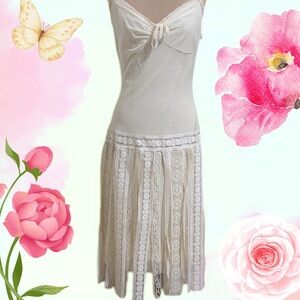 Betsey Johnson New York - Cream Lace-Trim Slip Dress Vintage